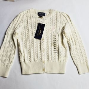 POLO RALPH LAUREN Girl's Cable Knit Cotton Cardigan NWT